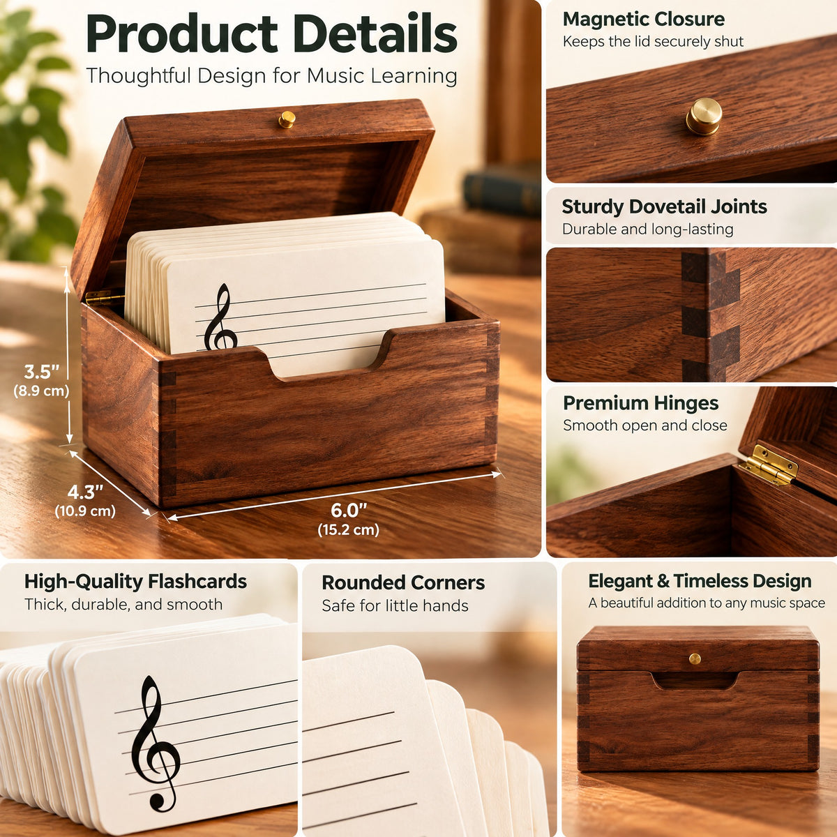 Beginner Music Flashcard Box — Product details for a tidy learning corner