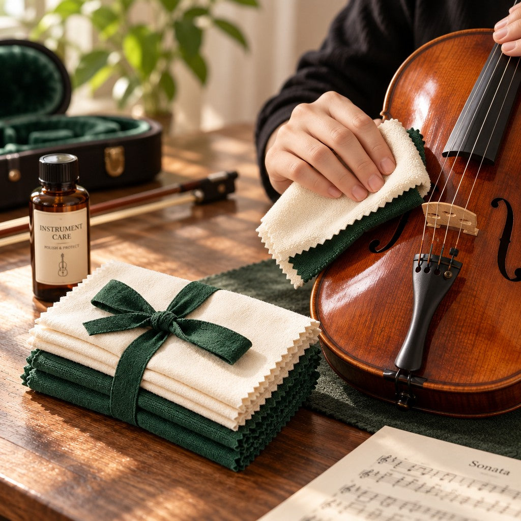 String Instrument Care Cloth Set — Gentle wiping as part of a routine care session