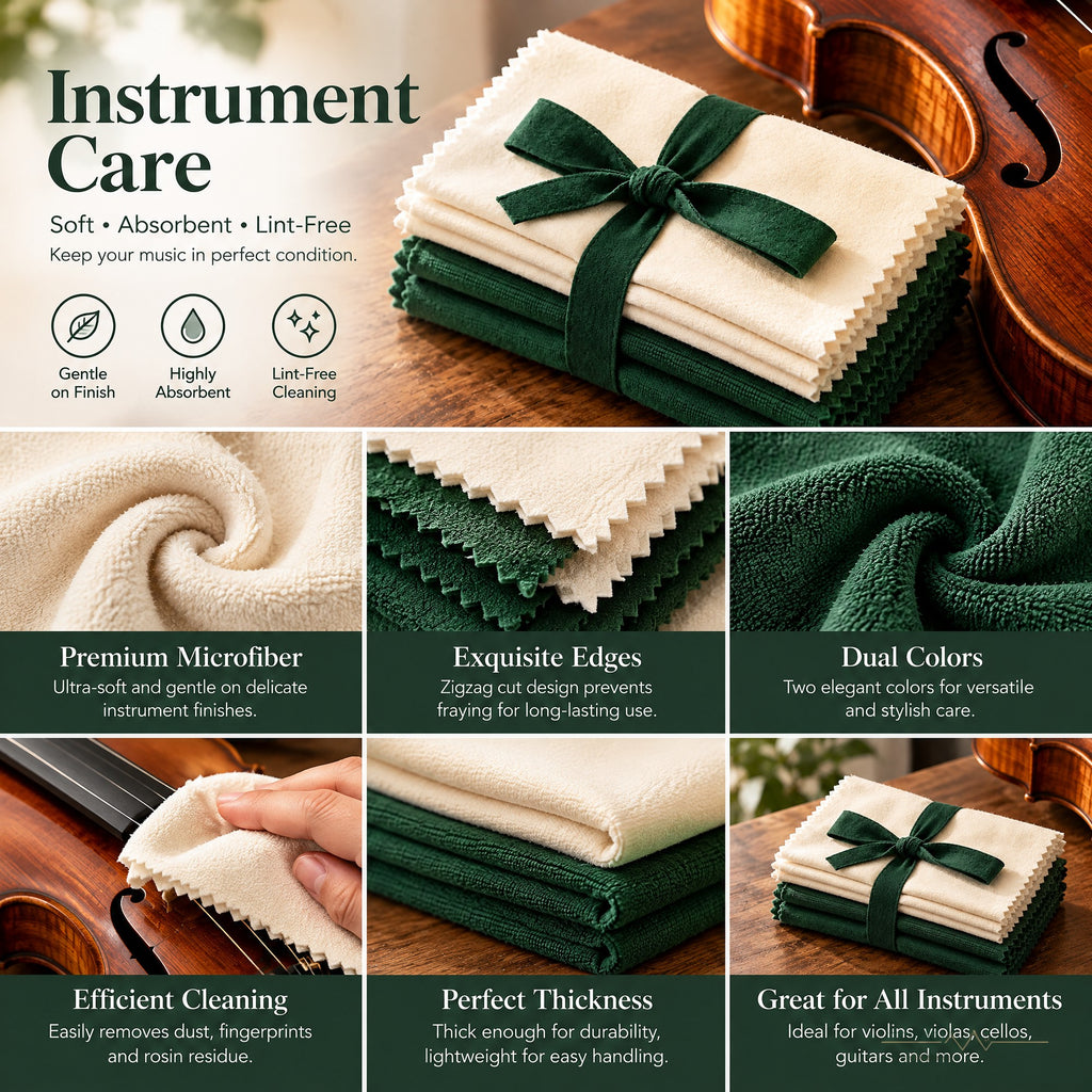 String Instrument Care Cloth Set — Color options for a coordinated care system