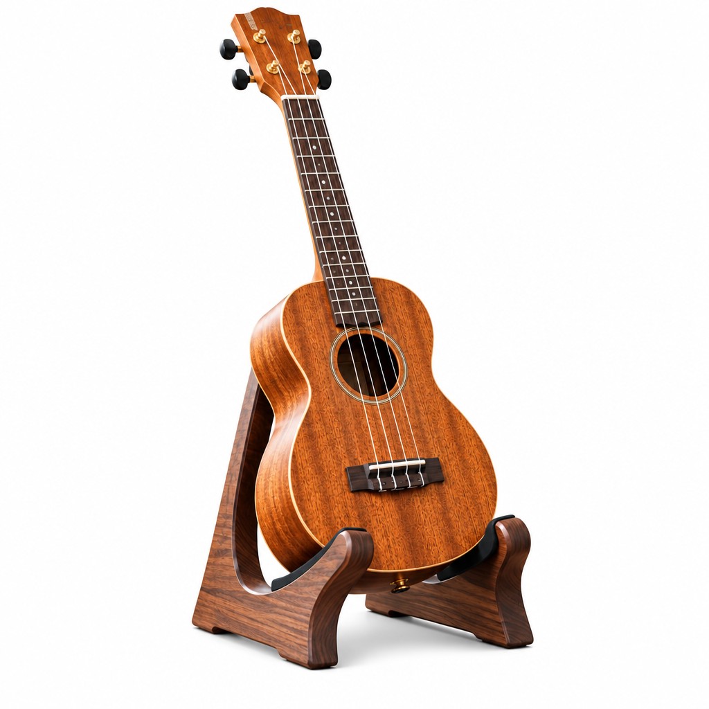 Desktop Instrument Display Stand — The stand in a bright home music corner