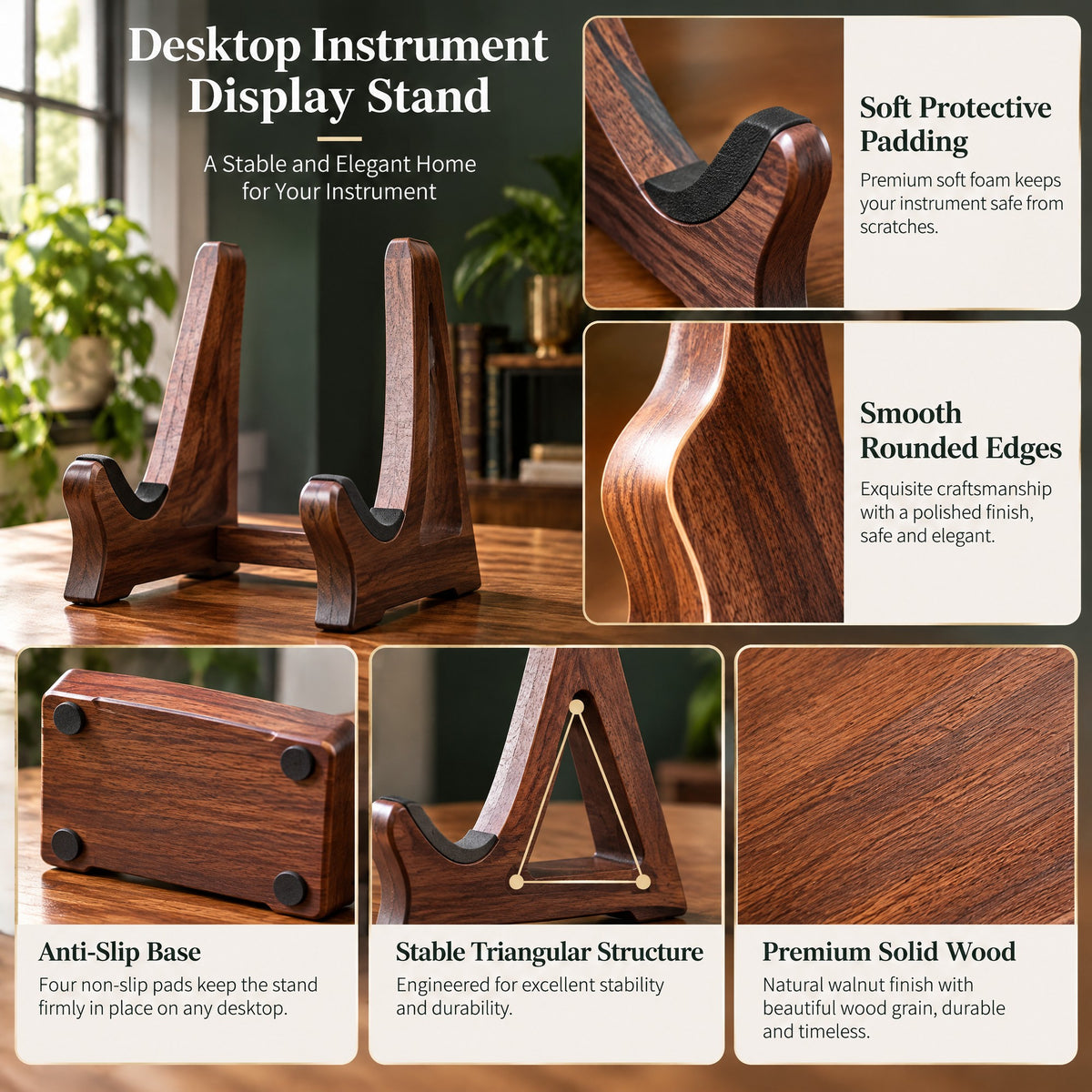Desktop Instrument Display Stand — Display details for a tidy desktop setup