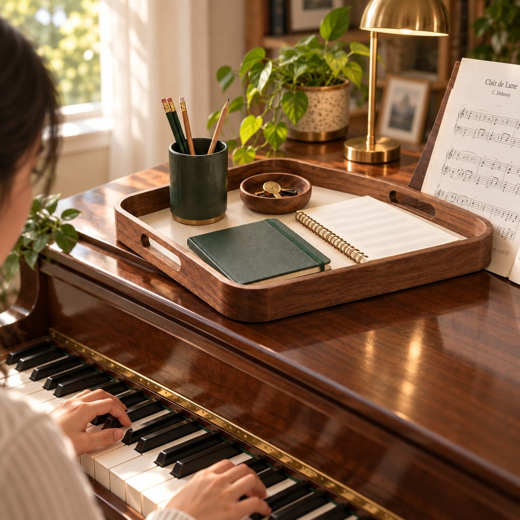 Music Practice Tray — A practical landing place beside a home instrument