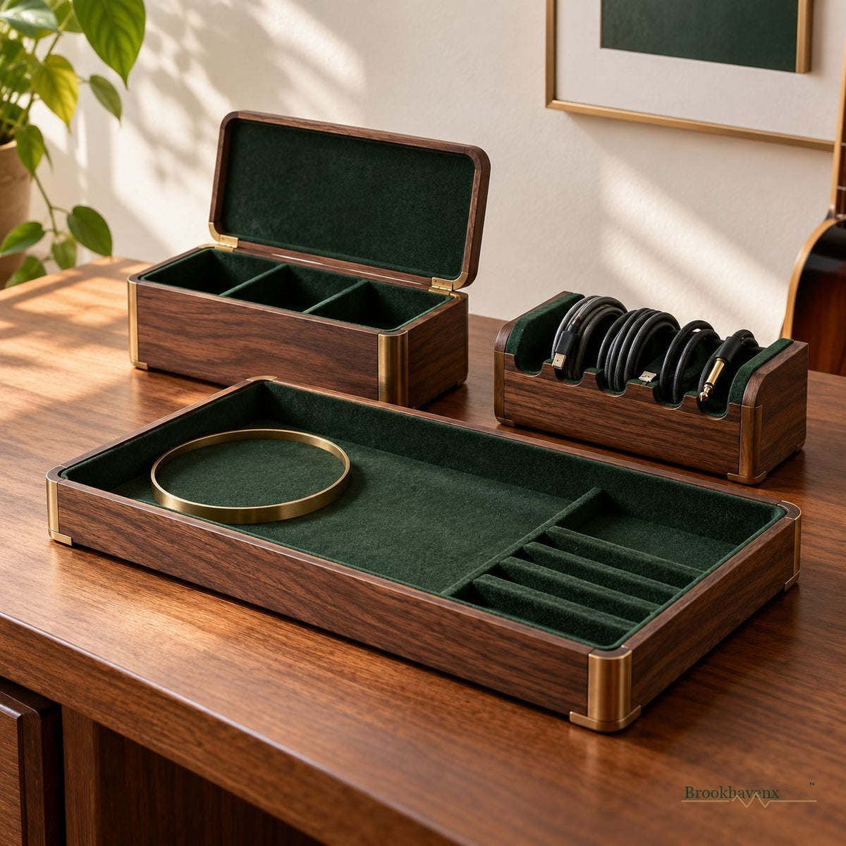 Home Music Corner Organizer Set — The pieces arranged together in a home setup