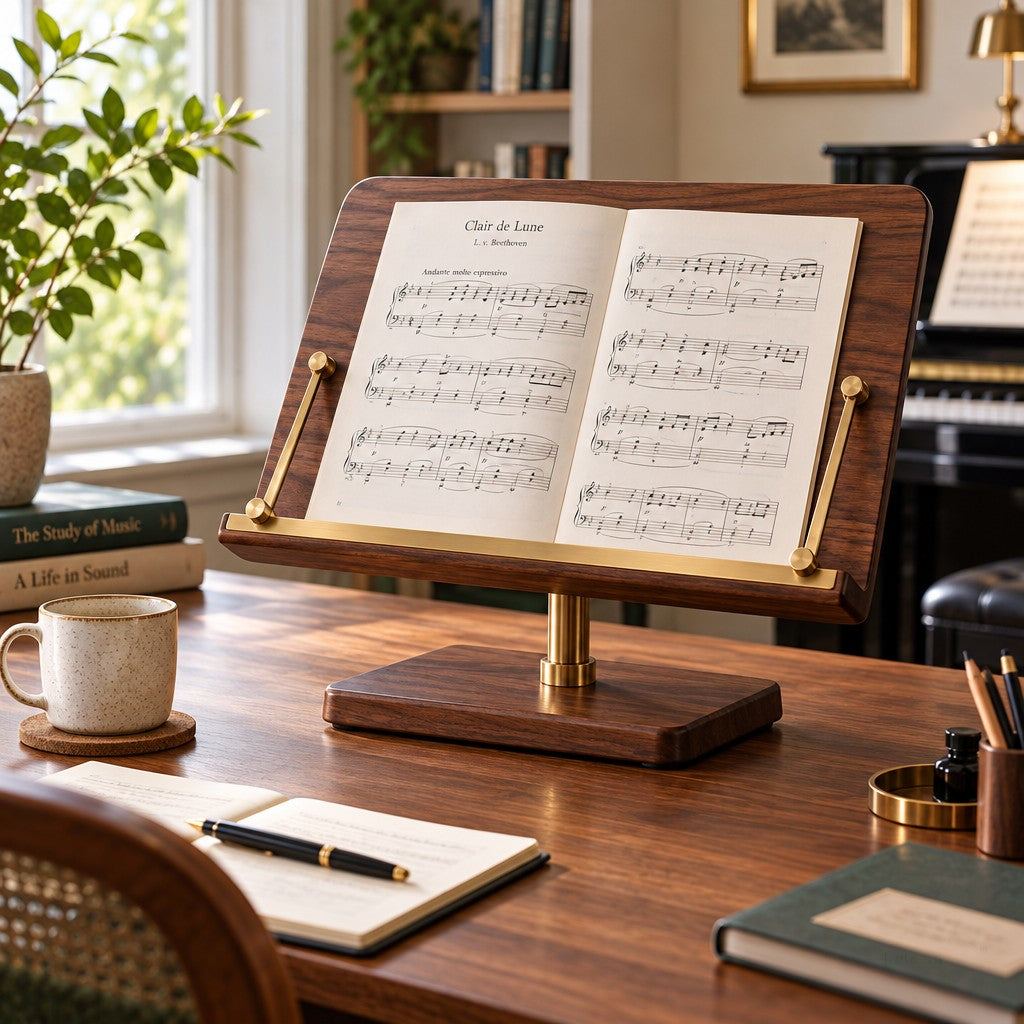 Desktop Music Stand — A warm, considered centerpiece for a home music corner